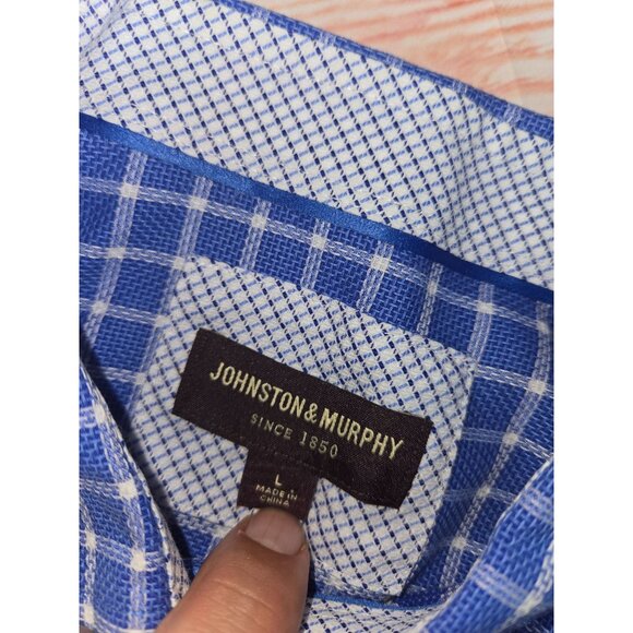 Johnston & Murphy Mens Blue Check Jacquard Dress Shirt Large - Picture 5 of 8
